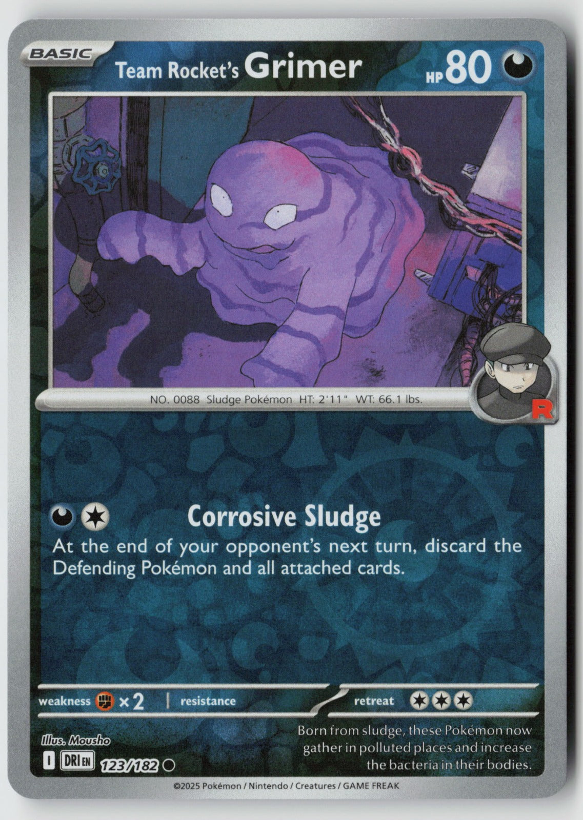 Team Rocket's Grimer 123/182 SV10: Destined Rivals Common Reverse Holo NM