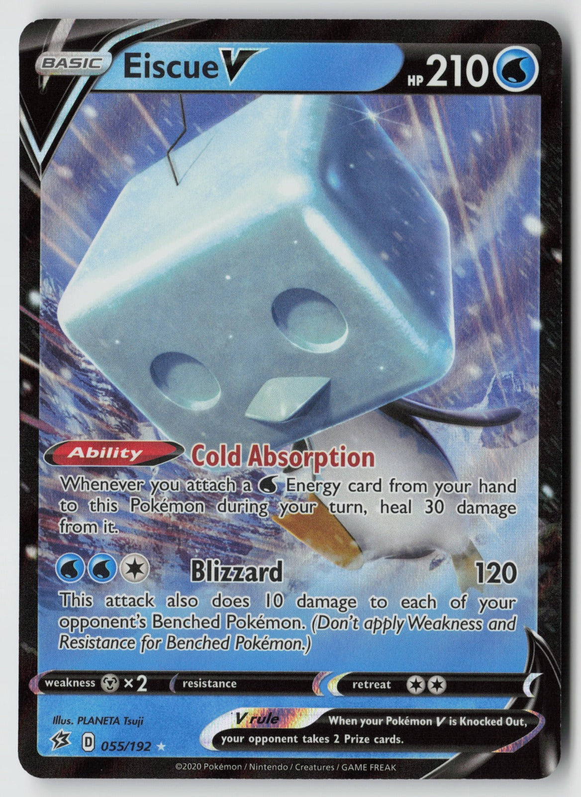 Eiscue V 055/192 SWSH02: Rebel Clash Ultra Rare Holo NM PLANETA Tsuji
