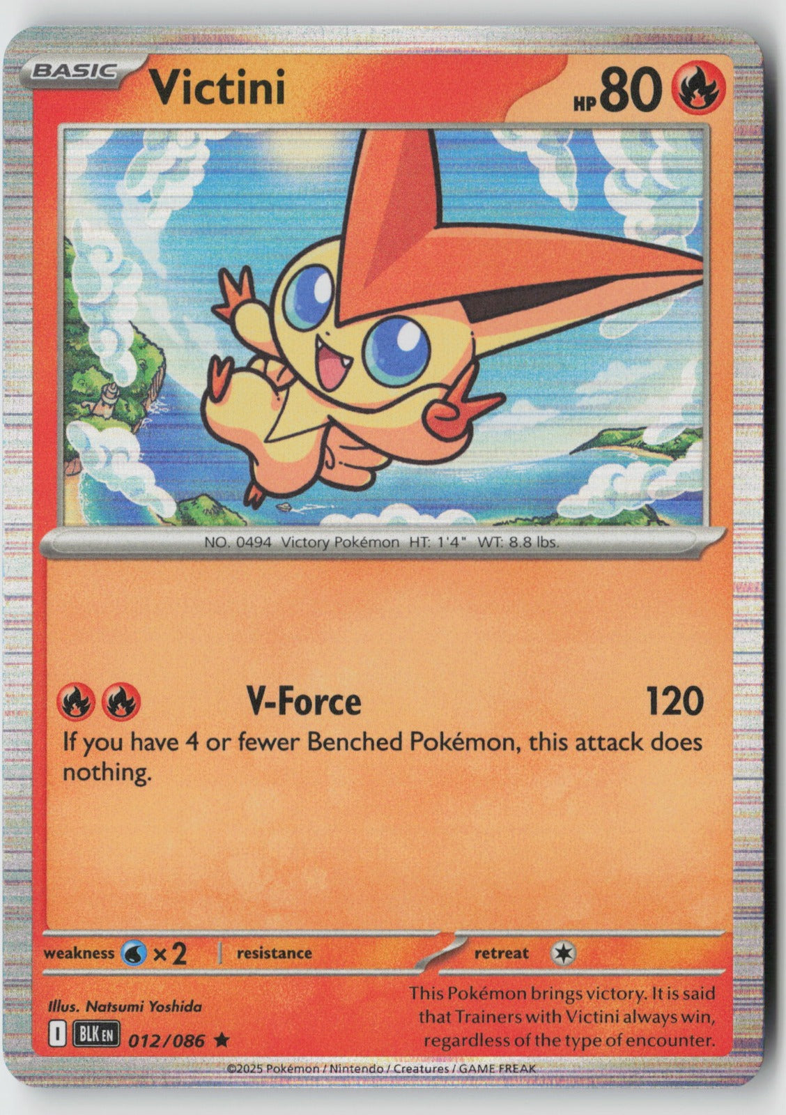 Victini 012/086 SV: Black Bolt Rare Holo NM Natsumi Yoshida