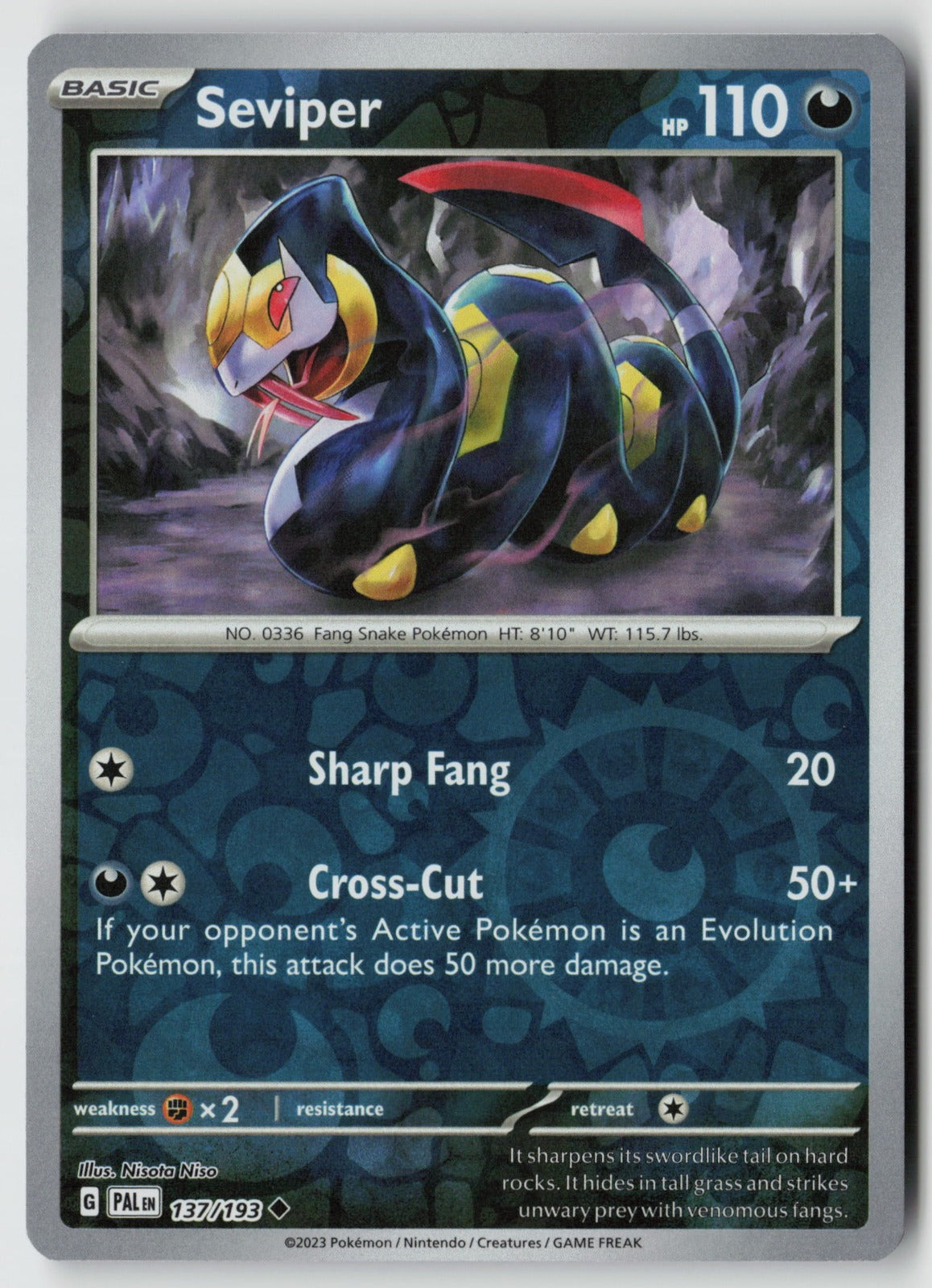 Seviper 137/193 SV02: Paldea Evolved Uncommon Reverse Holo NM Nisota Niso