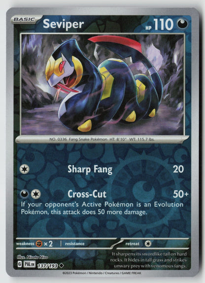 Seviper 137/193 SV02: Paldea Evolved Uncommon Reverse Holo NM Nisota Niso