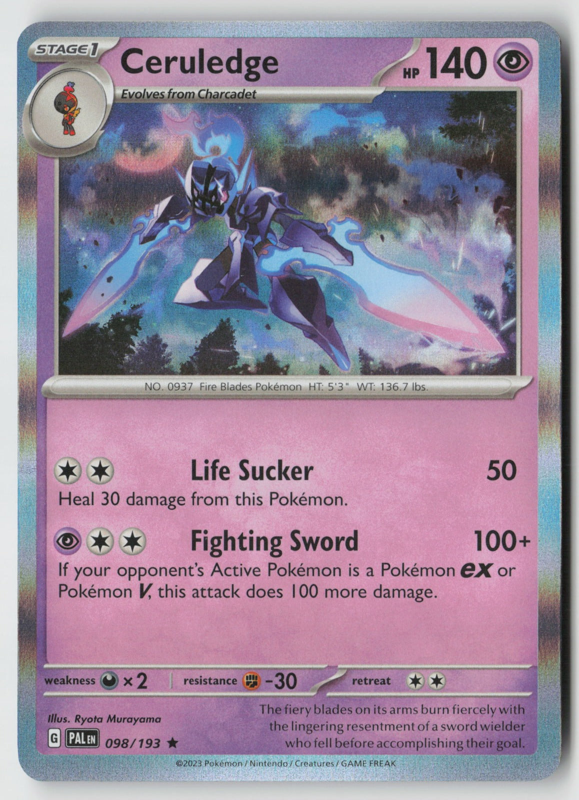Ceruledge 098/193 SV02: Paldea Evolved Rare Holo NM Ryota Murayama