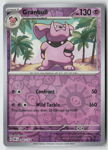 Granbull 088/197 SV03: Obsidian Flames Uncommon Reverse Holo NM Lee Hyunjung
