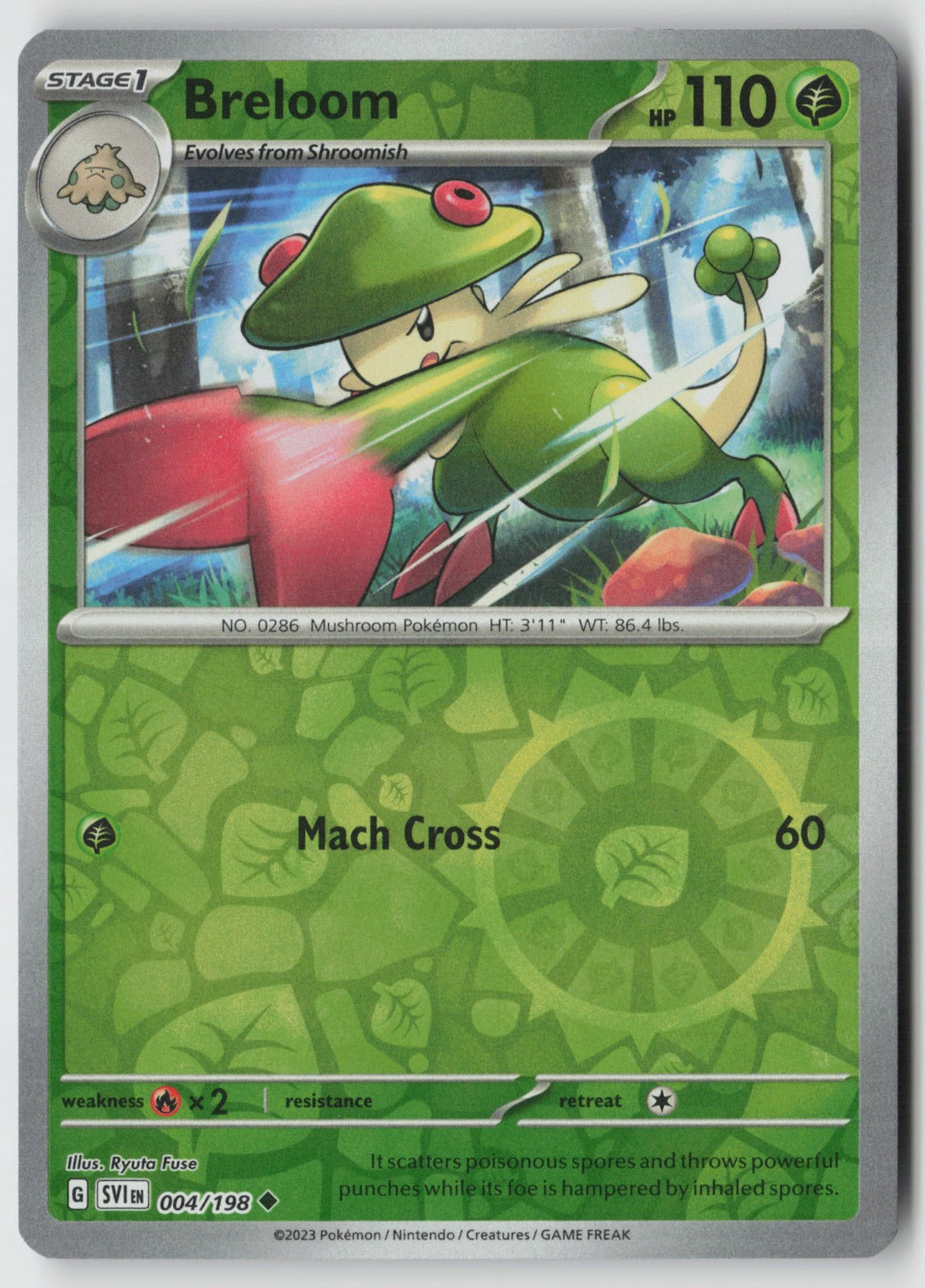 Breloom 004/198 SV01: Scarlet & Violet Base Set Uncommon Reverse Holo NM Atsuko