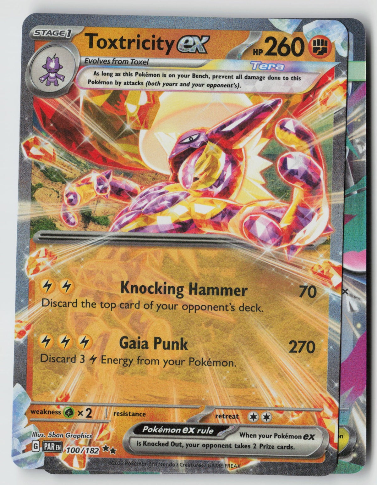 Toxtricity ex 100/182 SV04: Paradox Rift Double Rare Holo NM 5ban Graphics