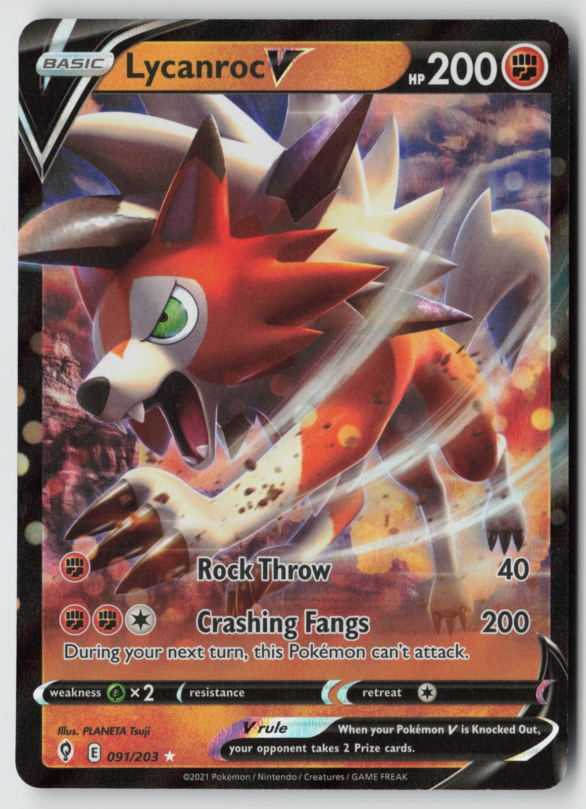 Lycanroc V 091/203 SWSH07: Evolving Skies Ultra Rare Holo NM PLANETA Tsuji
