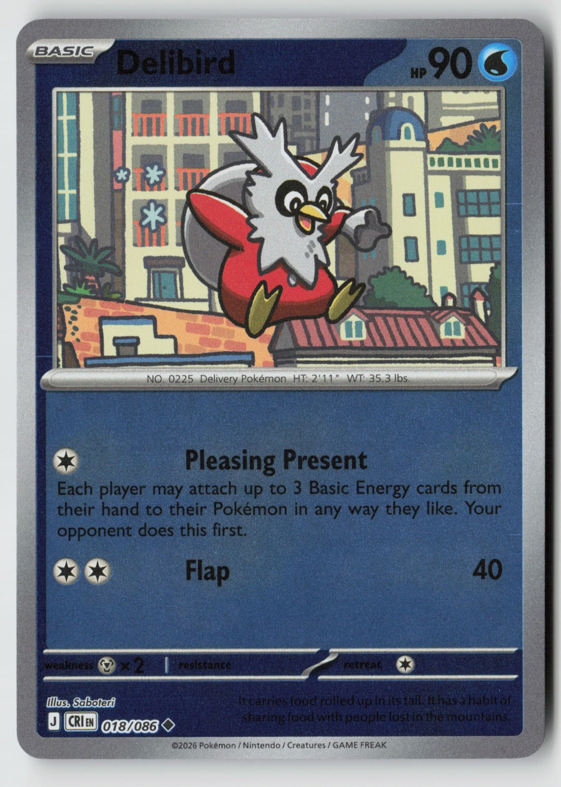 Delibird 018/086 ME04: Chaos Rising Uncommon Reverse Holo NM Saboteri