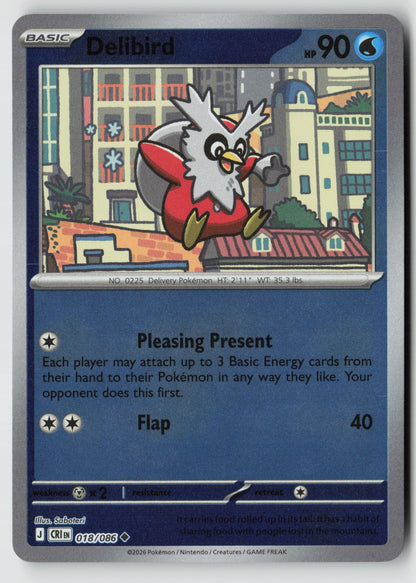 Delibird 018/086 ME04: Chaos Rising Uncommon Reverse Holo NM Saboteri