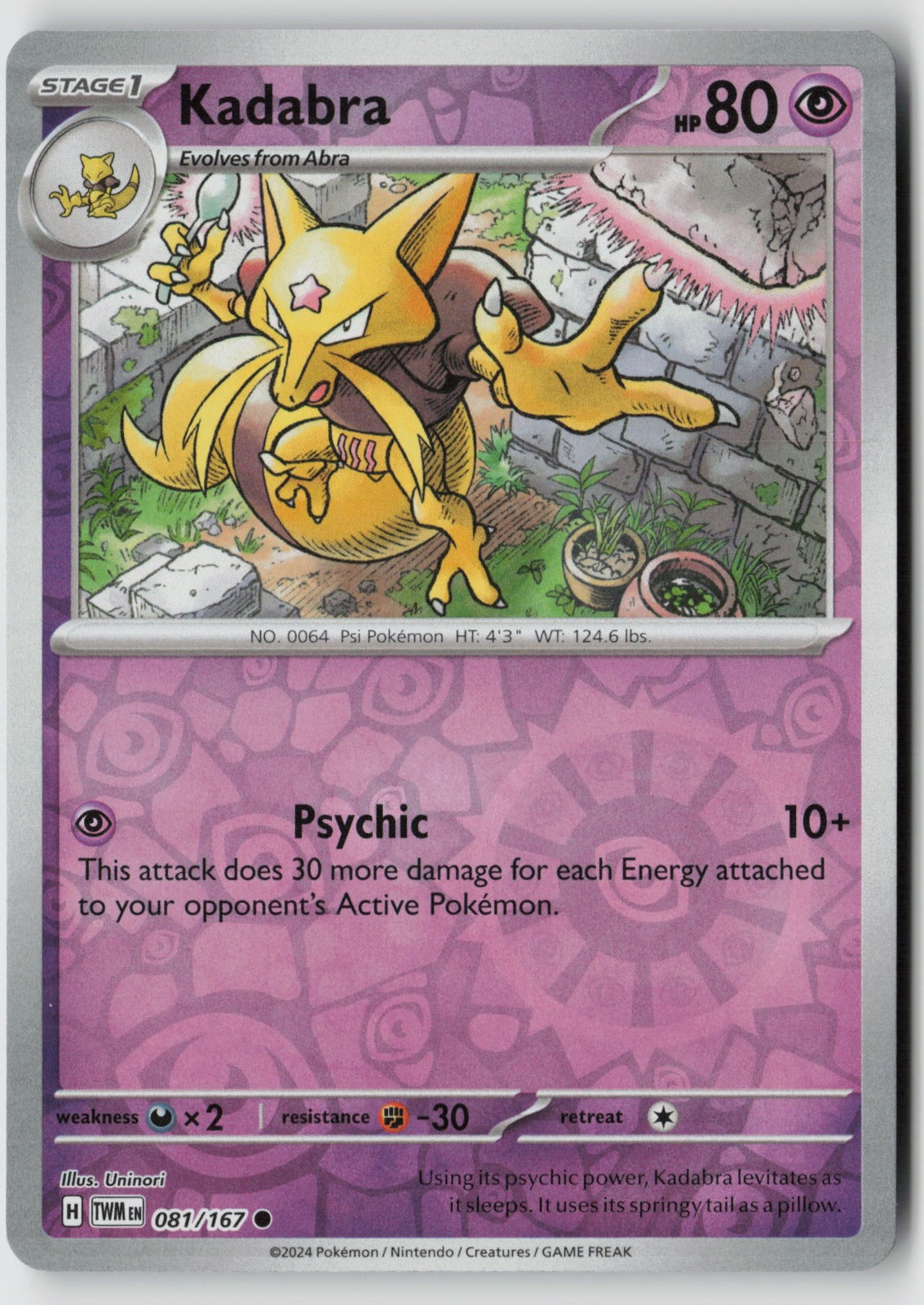 Kadabra 081/167 SV06: Twilight Masquerade Common Reverse Holo NM Uninori