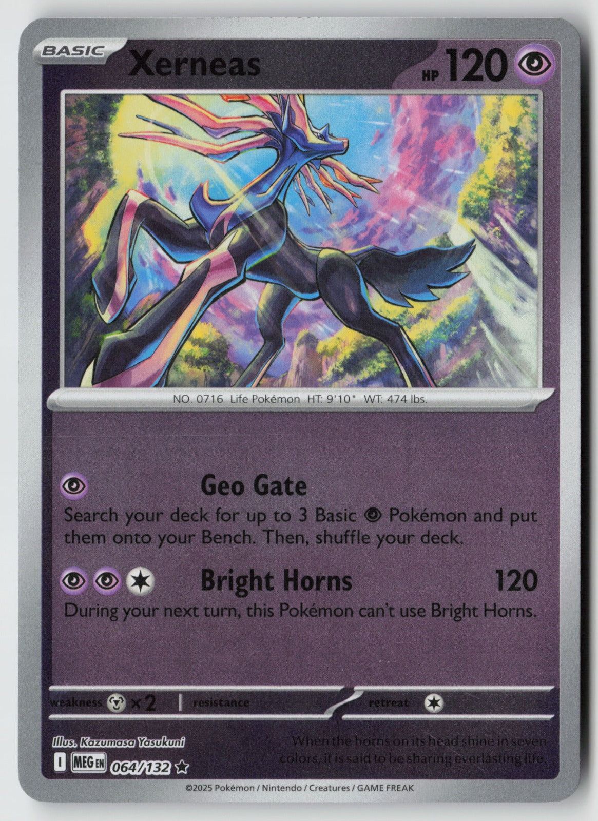Xerneas 064/132 ME01: Mega Evolution Rare Reverse Holo NM Kazumasa Yasukuni