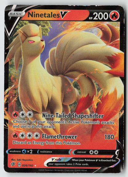 Ninetales V 026/192 SWSH02: Rebel Clash Ultra Rare Holo NM Saki Hayashiro