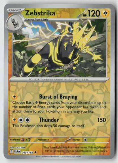 Zebstrika 063/182 SV04: Paradox Rift Uncommon Reverse Holo NM GOSSAN