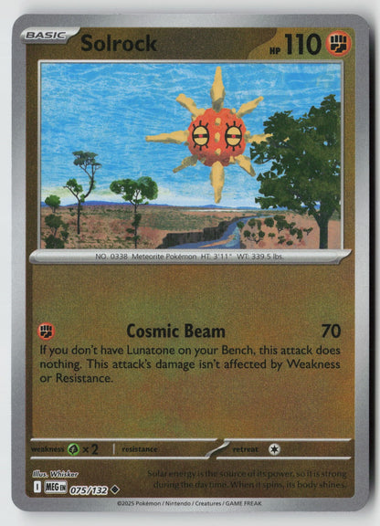 Solrock 075/132 ME01: Mega Evolution Uncommon Reverse Holo NM Whisker