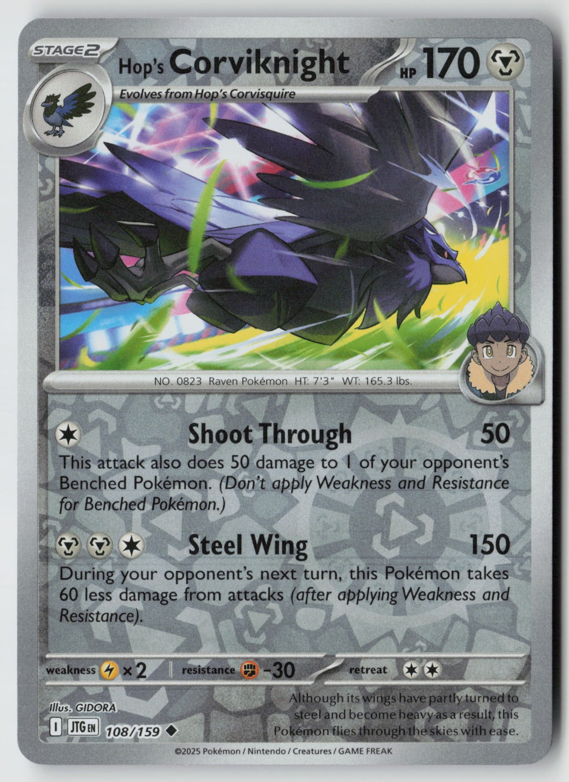 Hop's Corviknight 108/159 SV09: Journey Together Uncommon Reverse Holo NM GIDORA
