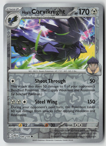 Hop's Corviknight 108/159 SV09: Journey Together Uncommon Reverse Holo NM GIDORA