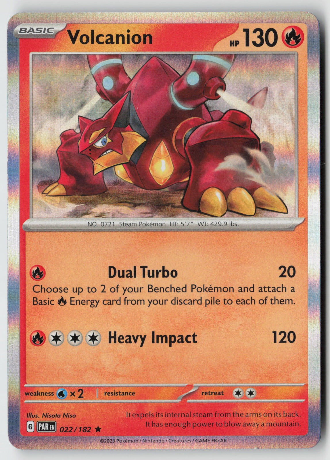 Volcanion 022/182 SV04: Paradox Rift Rare Holo NM Nisota Niso