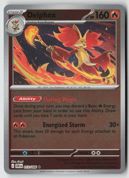 Delphox 013/086 ME04: Chaos Rising Rare Reverse Holo NM Gemi