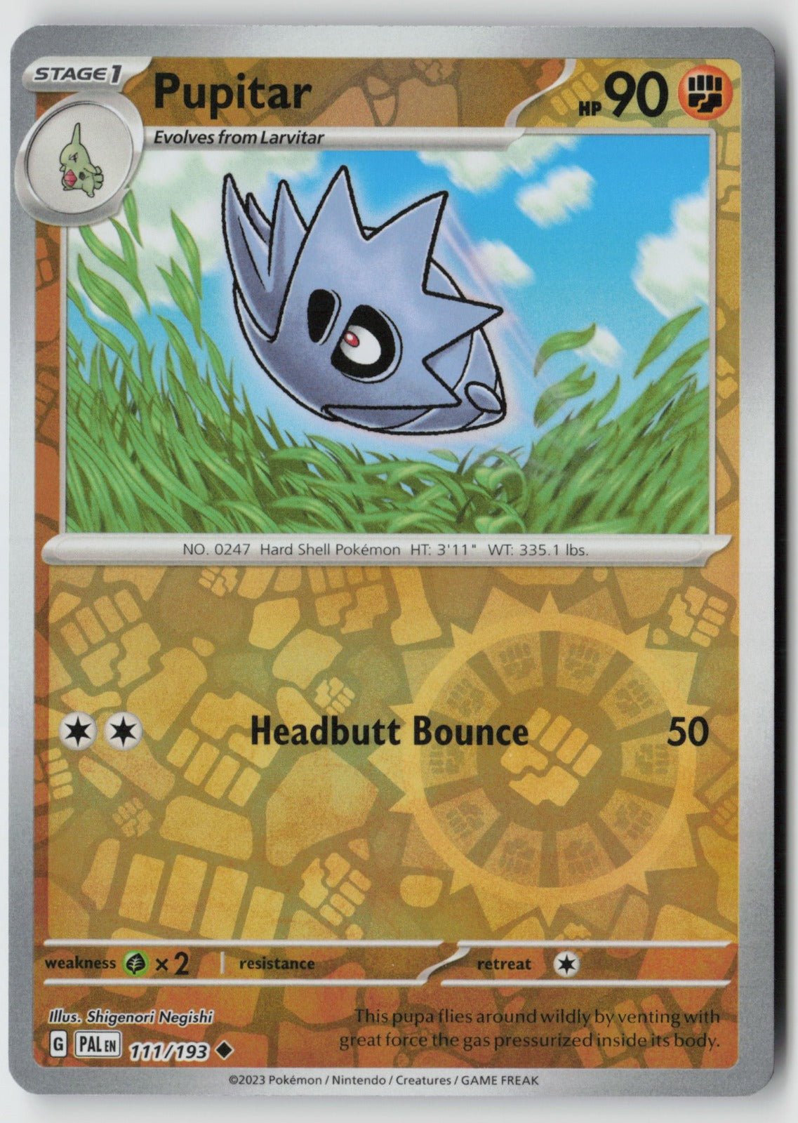 Pupitar 111/193 SV02: Paldea Evolved Uncommon Reverse Holo NM Shigenori Negishi