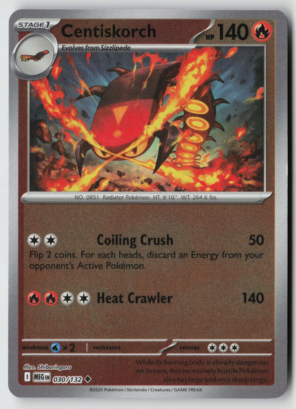 Centiskorch 030/132 ME01: Mega Evolution Uncommon Reverse Holo NM Shiburingaru