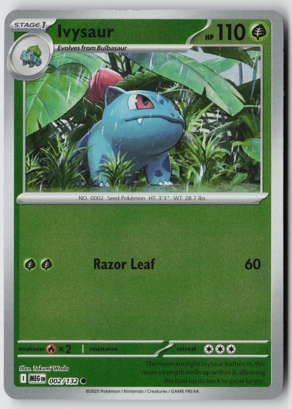 Ivysaur 002/132 ME01: Mega Evolution Common Reverse Holo NM Takumi Wada