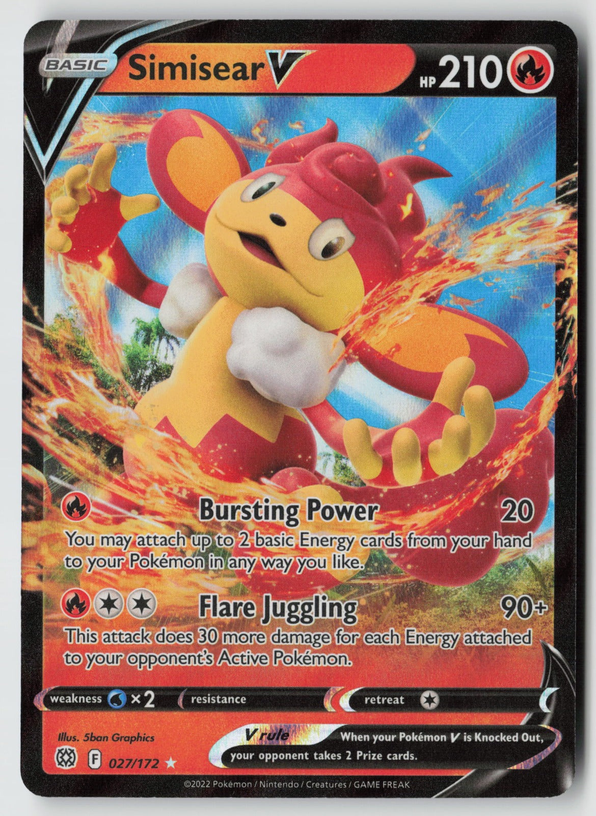Simisear V 027/172 SWSH09: Brilliant Stars Ultra Rare Holo NM 5ban Graphics