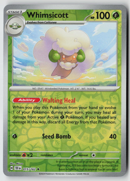 Whimsicott 015/162 SV05: Temporal Forces Rare Reverse Holo NM Mizue