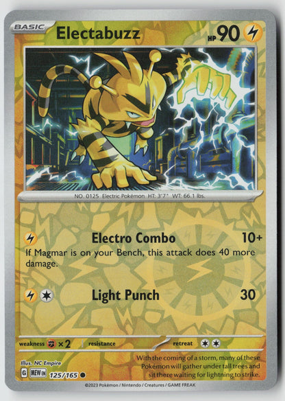 Electabuzz 125/165 SV: Scarlet & Violet 151 Common Reverse Holo NM NC Empire