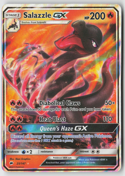 Salazzle GX 25/147 SM - Burning Shadows Ultra Rare Holo NM 5ban Graphics