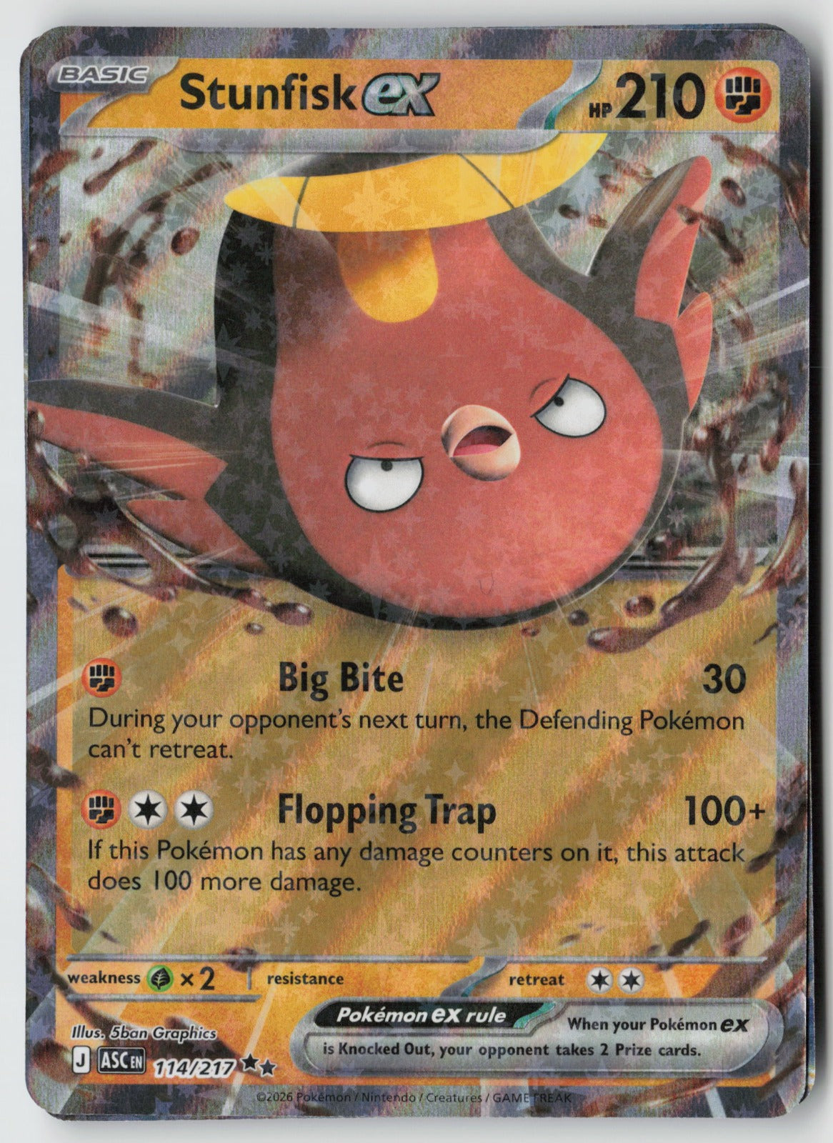 Stunfisk ex 114/217 ME: Ascended Heroes Double Rare Holo NM 5ban Graphics
