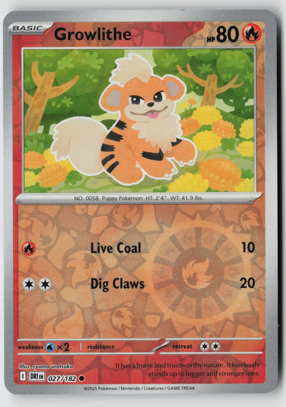 Growlithe 027/182 SV10: Destined Rivals Common Reverse Holo NM ryoma uratsuka