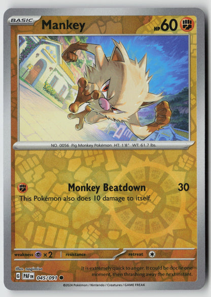 Mankey 045/091 SV: Paldean Fates Common Reverse Holo NM nagimiso