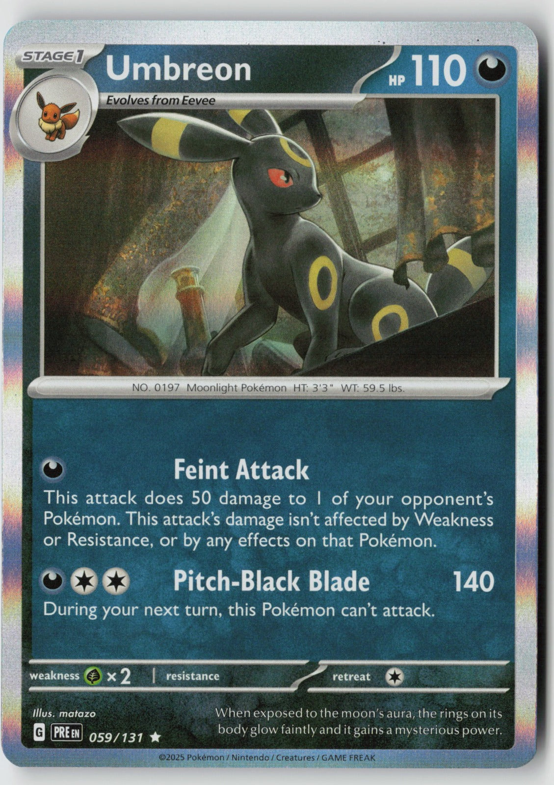 Umbreon 059/131 SV: Prismatic Evolutions Rare Holo NM matazo