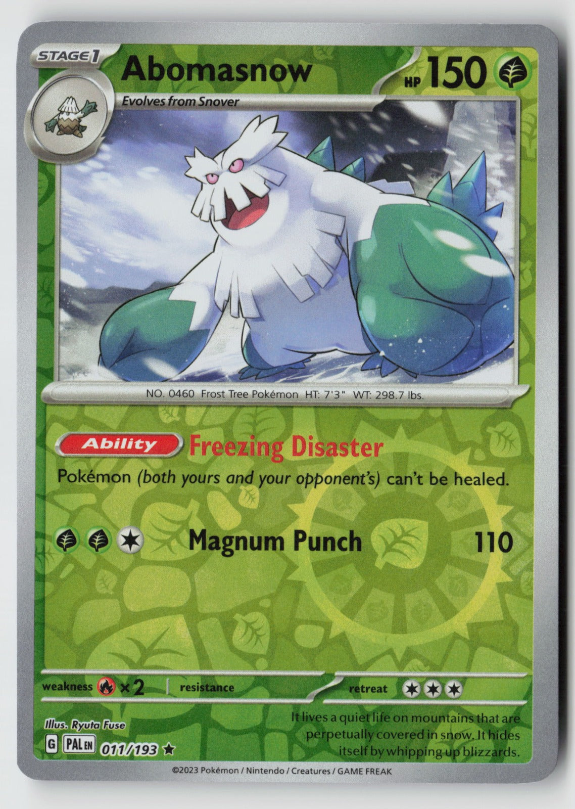 Abomasnow 011/193 SV02: Paldea Evolved Rare Reverse Holo NM Ryuta Fuse