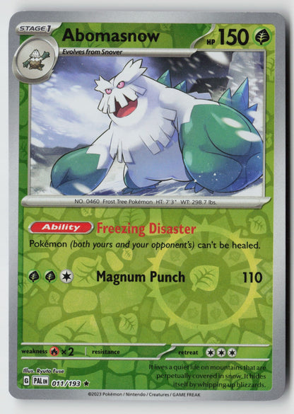 Abomasnow 011/193 SV02: Paldea Evolved Rare Reverse Holo NM Ryuta Fuse