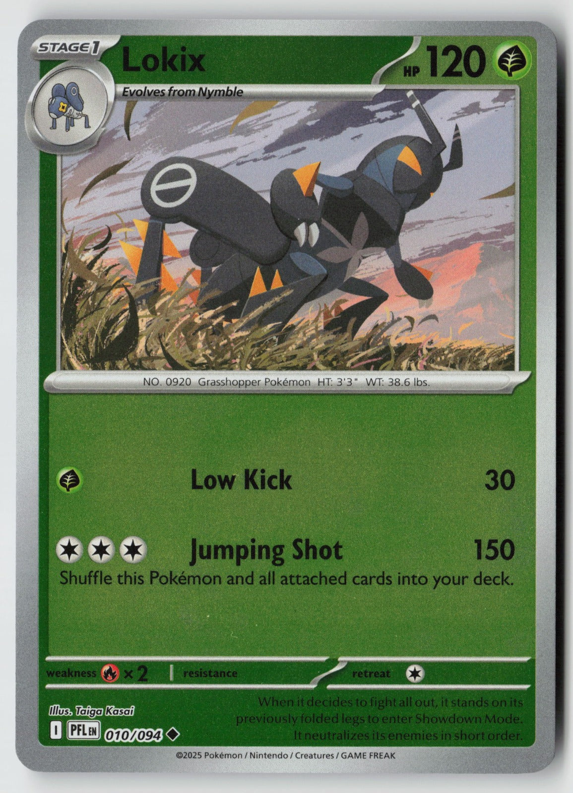 Lokix 010/094 ME02: Phantasmal Flames Uncommon Reverse Holo NM Taiga Kasai
