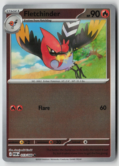 Fletchinder 013/088 ME03: Perfect Order Common Reverse Holo NM Sumiyoshi Kizuki