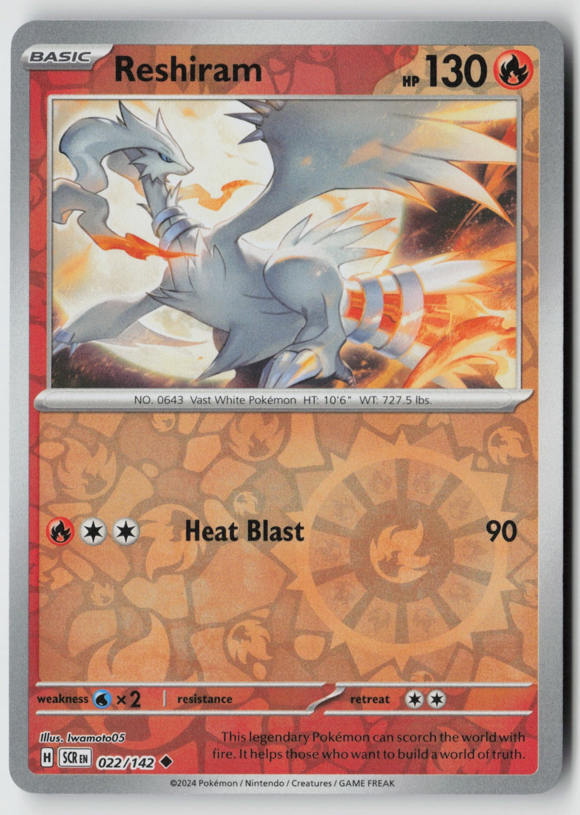 Reshiram 022/142 SV07: Stellar Crown Uncommon Reverse Holo NM Iwamoto05