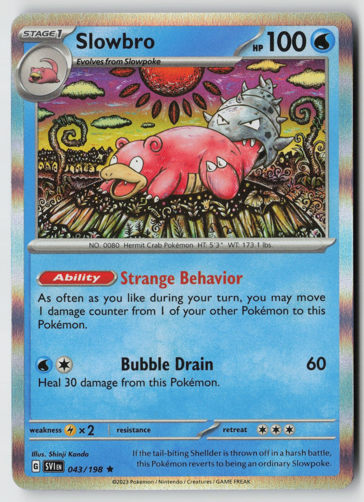 Slowbro 043/198 SV01: Scarlet & Violet Base Set Rare Holo NM Shinji Kanda