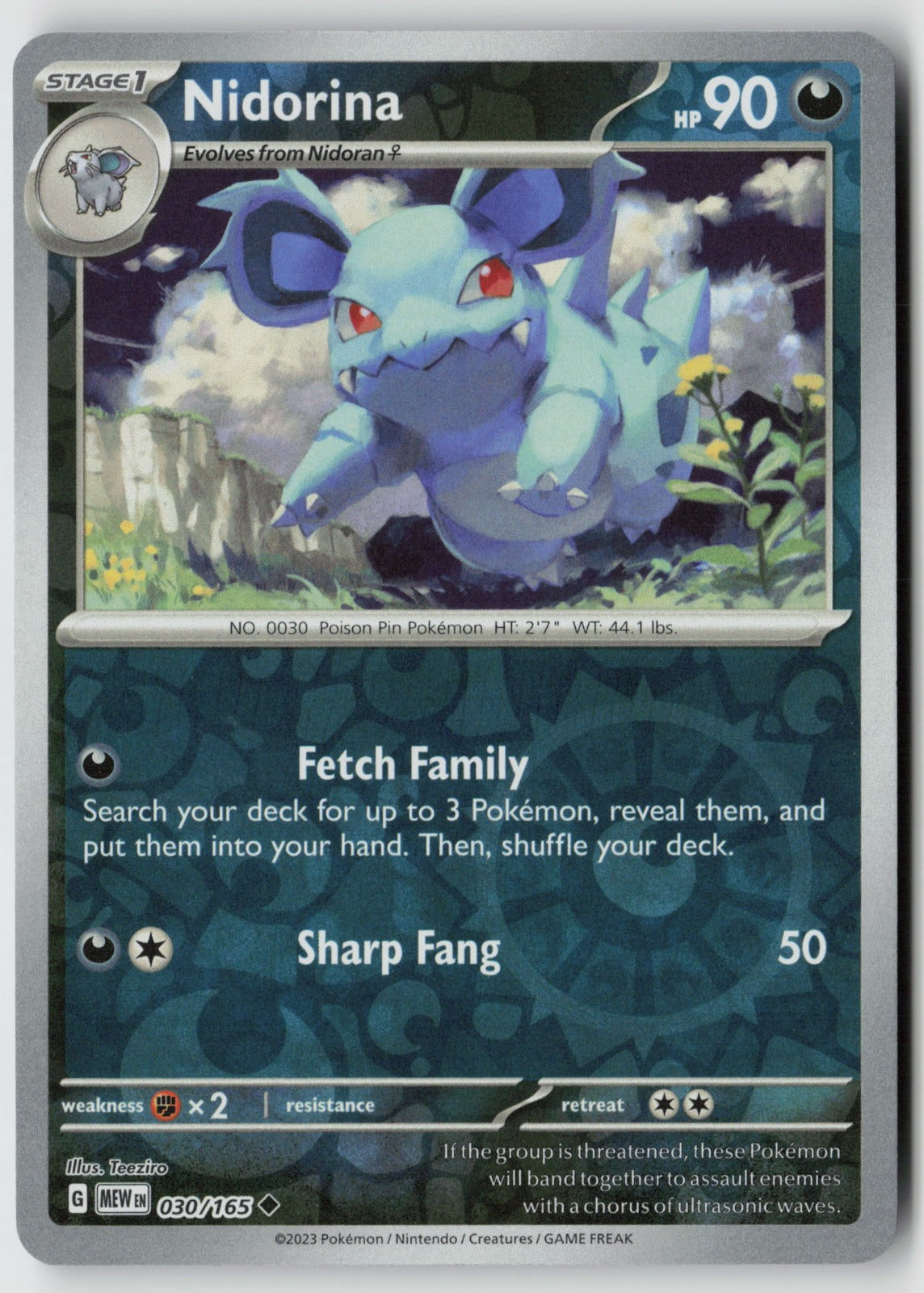 Nidorina 030/165 SV: Scarlet & Violet 151 Uncommon Reverse Holo NM Teeziro