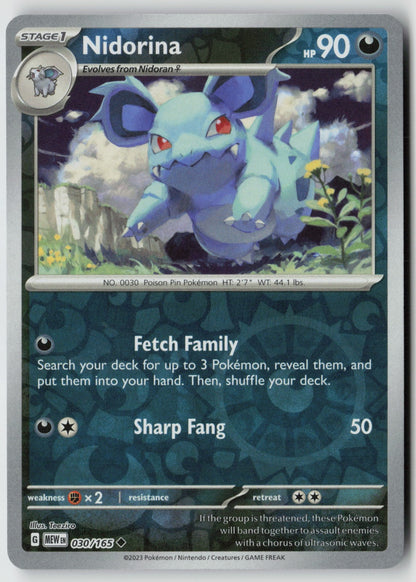 Nidorina 030/165 SV: Scarlet & Violet 151 Uncommon Reverse Holo NM Teeziro