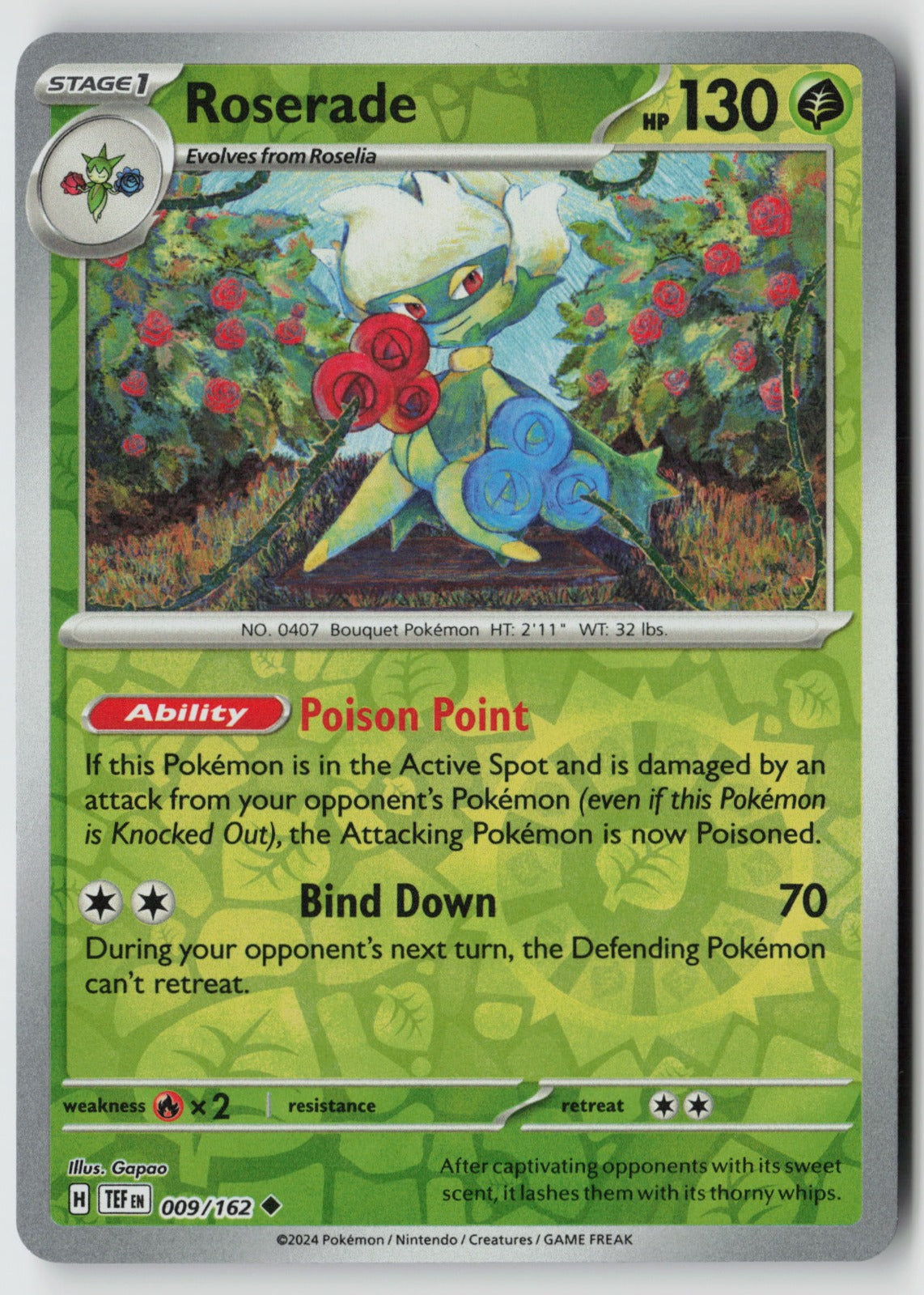Roserade 009/162 SV05: Temporal Forces Uncommon Reverse Holo NM Gapao