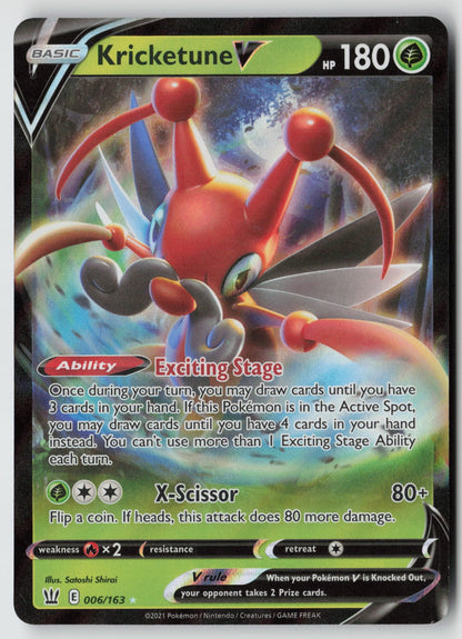 Kricketune V 006/163 SWSH05: Battle Styles Ultra Rare Holo NM Satoshi Shirai