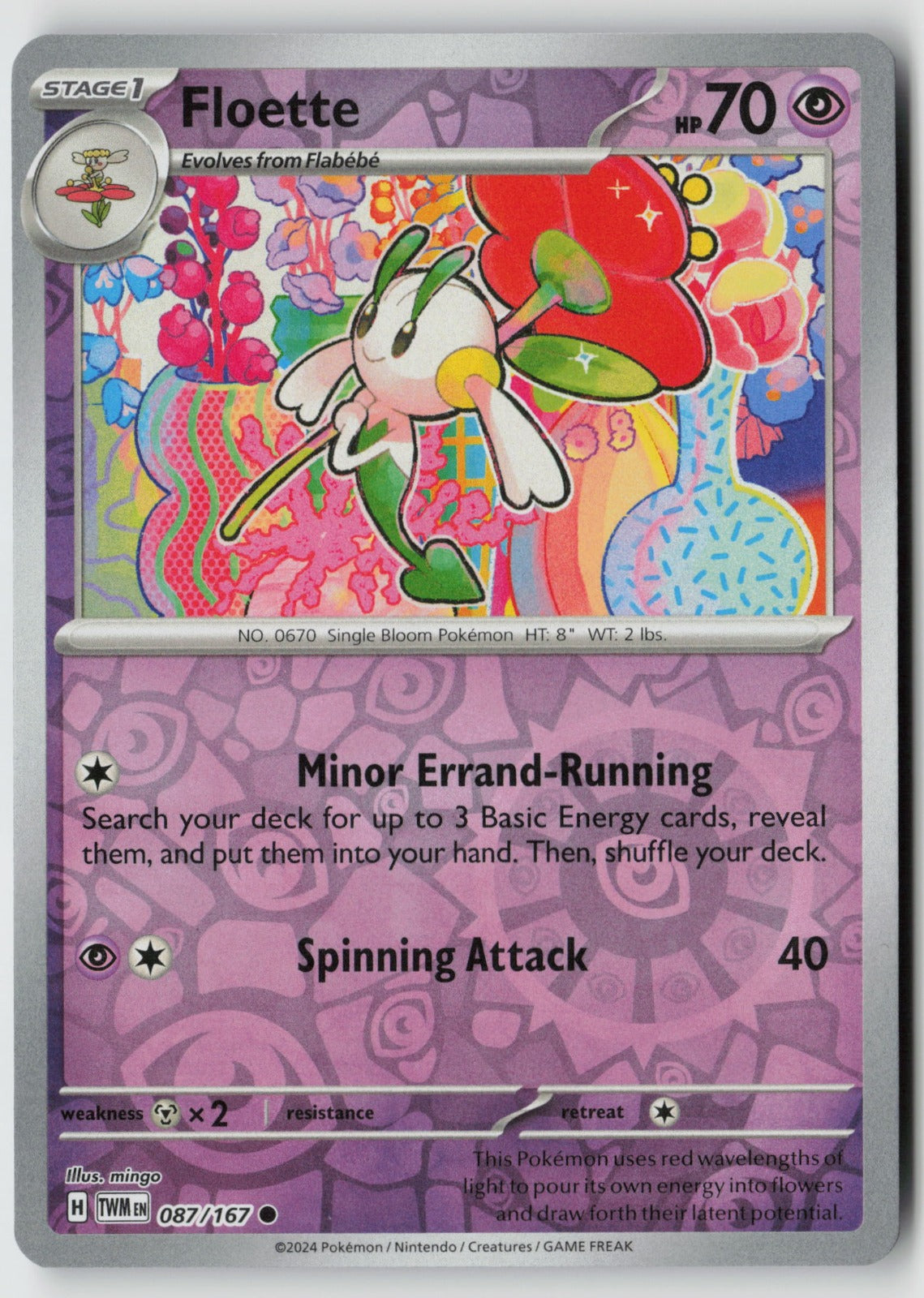 Floette 087/167 SV06: Twilight Masquerade Common Reverse Holo NM mingo