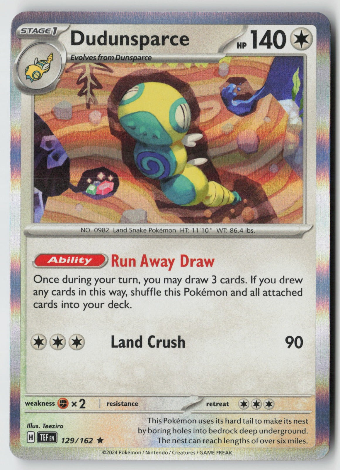 Dudunsparce 129/162 SV05: Temporal Forces Rare Holo NM Teeziro