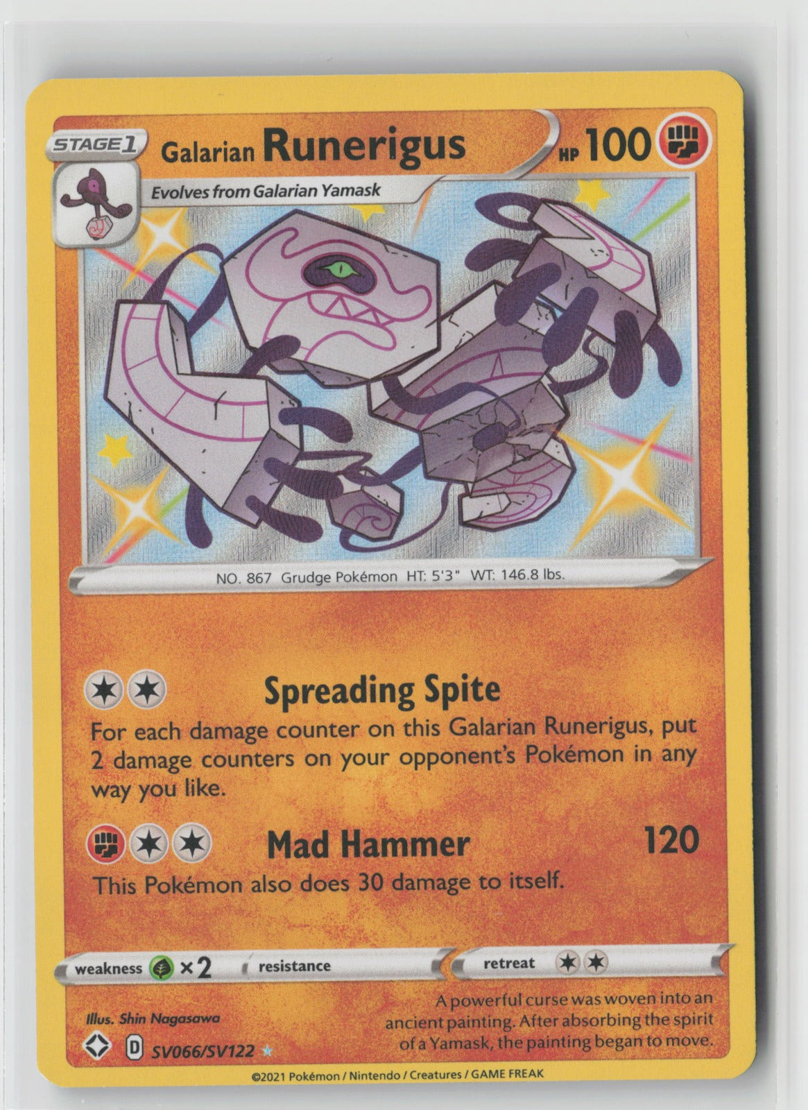 Galarian Runerigus SV066/SV122 Shining Fates: Shiny Vault Shiny NM Shin Nagasawa
