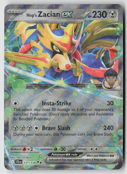 Hop's Zacian ex 111/159 SV09: Journey Together Double Rare Holo NM aky CG Works