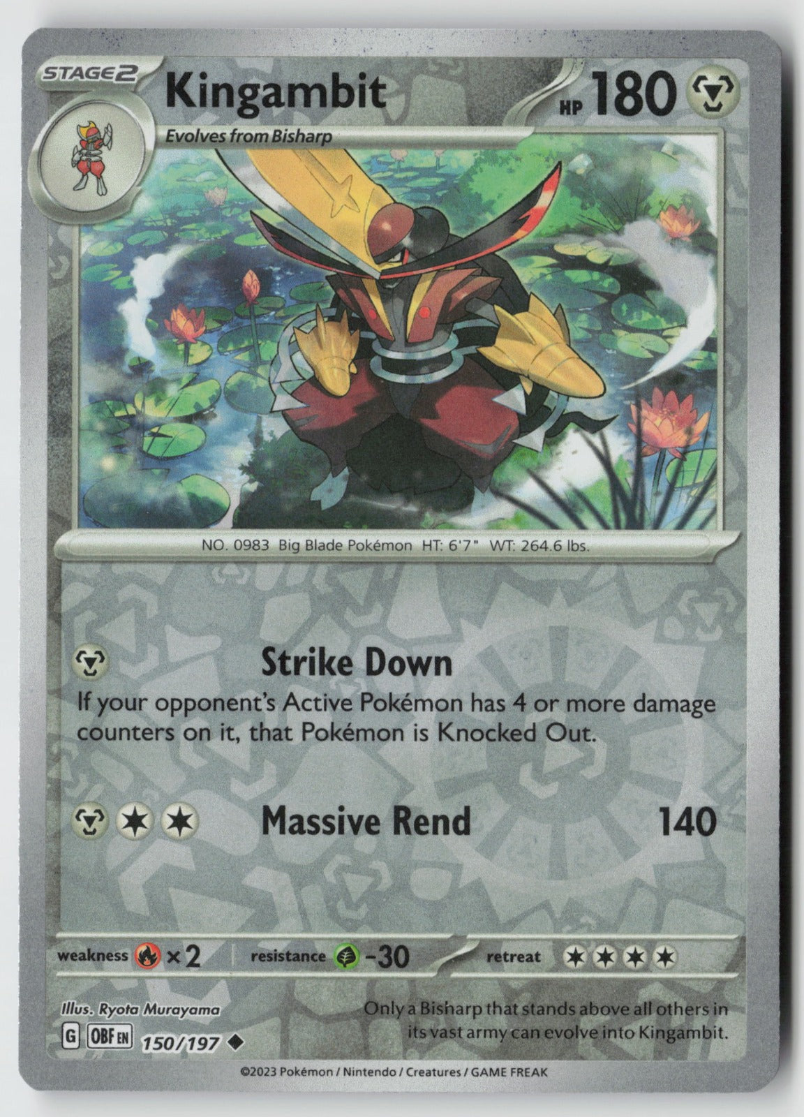 Kingambit 150/197 SV03: Obsidian Flames Uncommon Reverse Holo NM Ryota Murayama