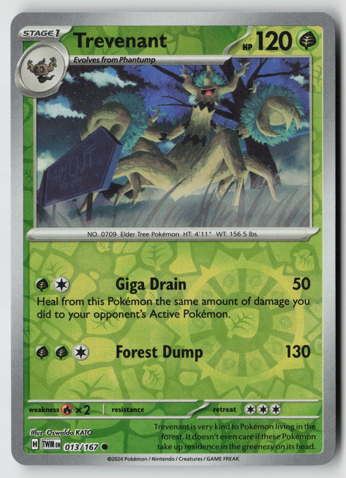 Trevenant 013/167 SV06: Twilight Masquerade Common Reverse Holo NM Oswaldo KATO