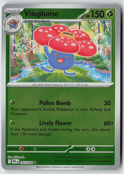 Vileplume 003/094 ME02: Phantasmal Flames Rare Reverse Holo NM Shibuzoh