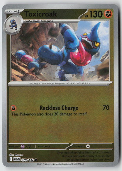 Toxicroak 079/132 ME01: Mega Evolution Common Reverse Holo NM Hasuno